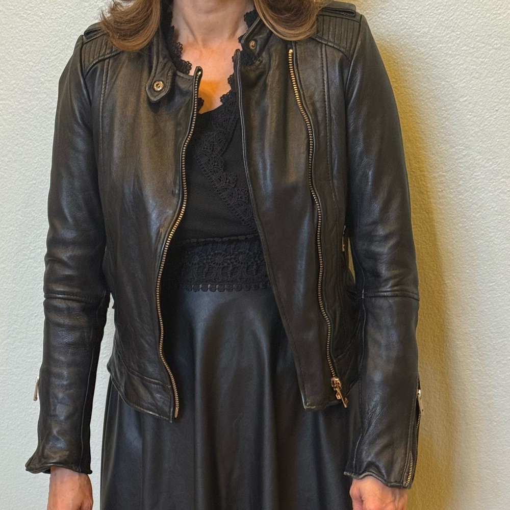 Zara Black Leather Jacket for Women. 2nd Zara Jacket FREE